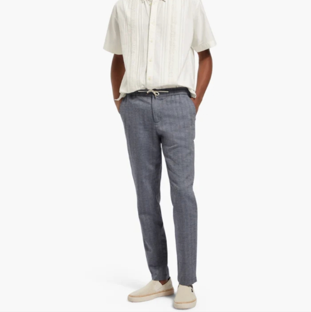 Scotch & Soda Men's Textured Linen Blend Cream Short Sleeve Button Down Shirt, L - Picture 10 of 10